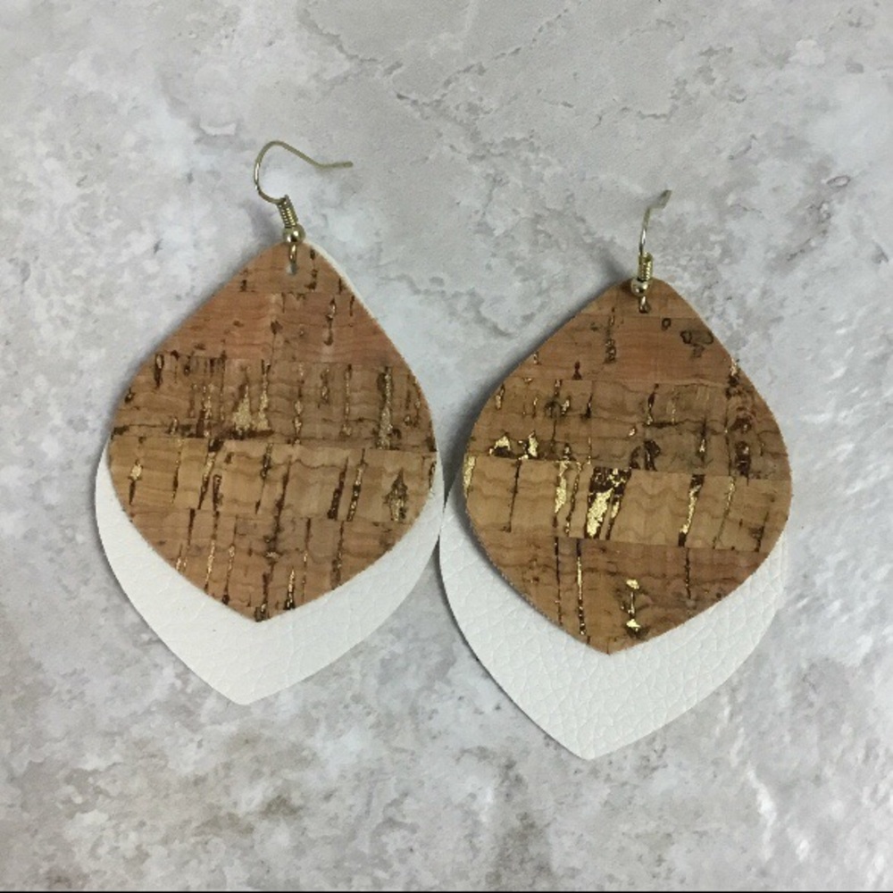 White and Cork Earrings